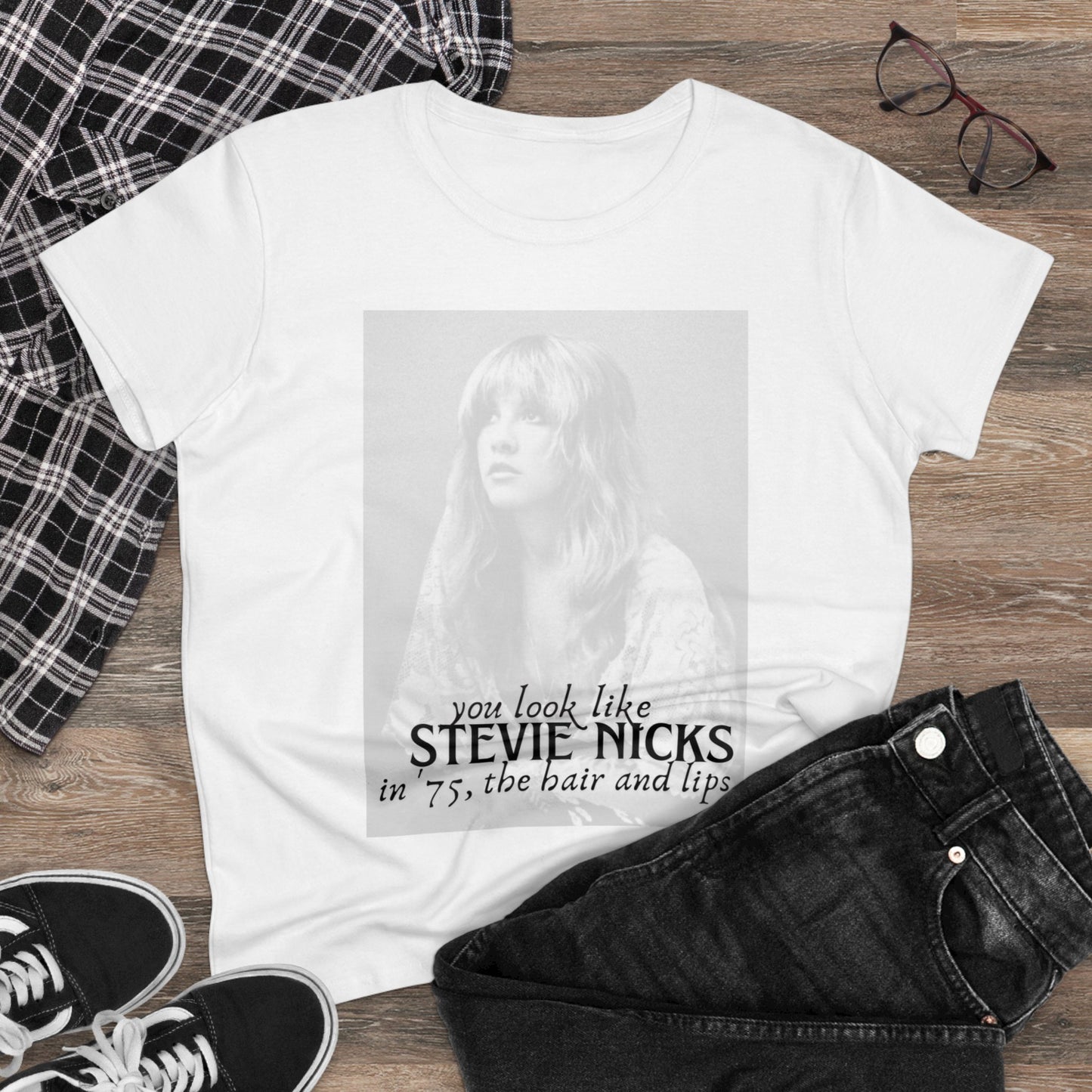 TTPD Stevie Nicks Hair and Lips Women's Midweight Cotton Tee