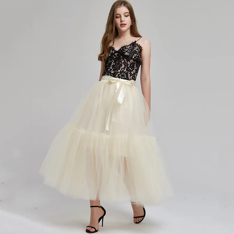 4 Layers 90cm Women's Fashion Skirt Tulle Skirt Mesh TUtu Skirt Bride Party Skirts