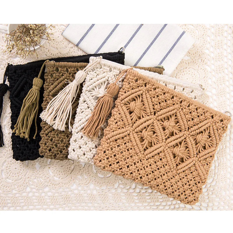 Round Straw Beach Bag Vintage Handmade Woven Shoulder Bag Raffia circle Rattan bags Bohemian Summer Vacation Casual Bags