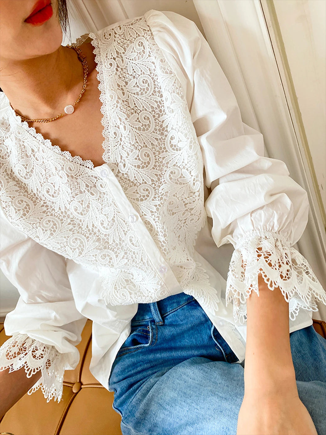 Jastie Spring Summer Blouse Shirts Women Long Sleeve Boho White Loose Blouses Shirt Women's Clothing Beach Tops Blusas
