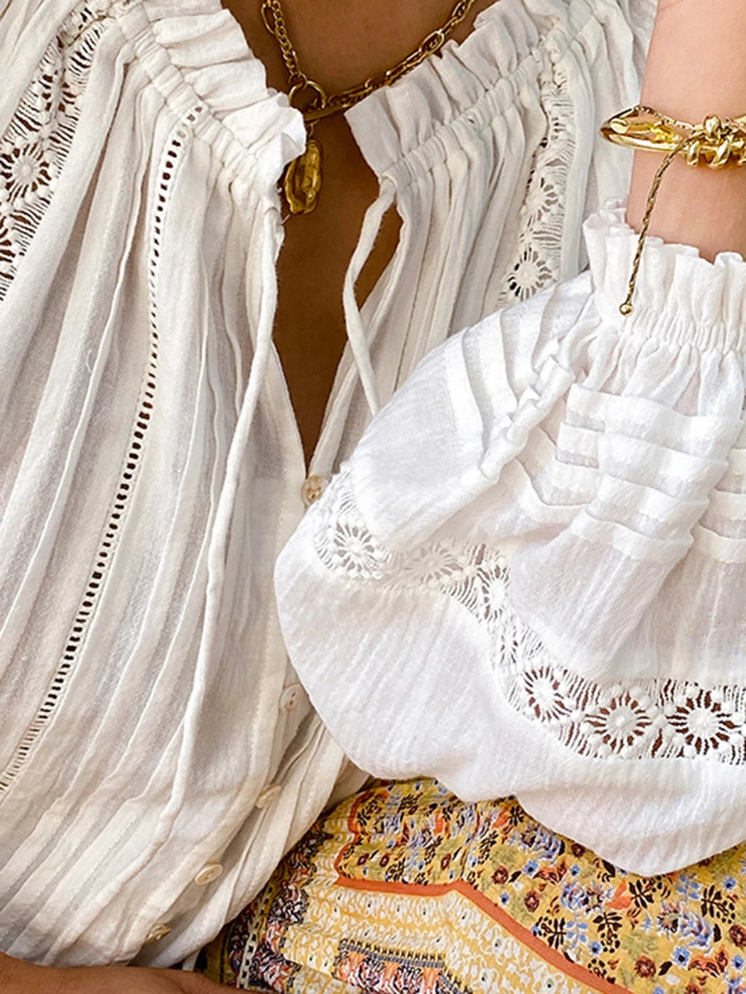 Jastie Spring Summer Blouse Shirts Women Long Sleeve Boho White Loose Blouses Shirt Women's Clothing Beach Tops Blusas