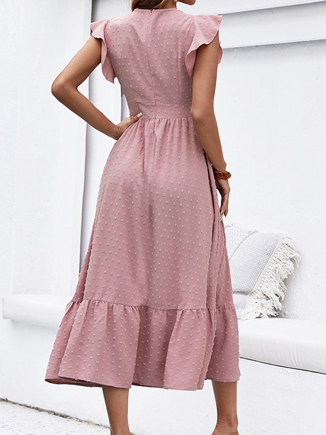 Swiss Dot Ruffled Dress