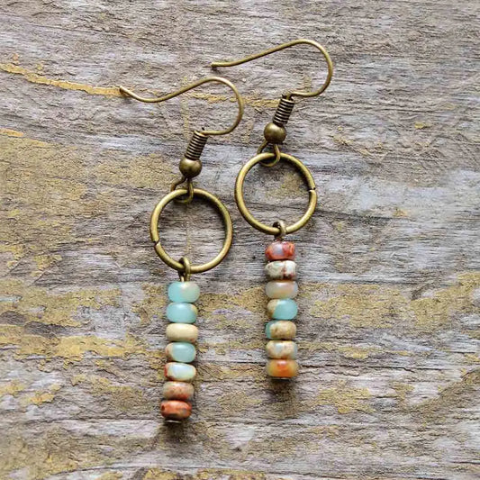 Womens Earrings Vintage Natural Stone Designer Bohemian Dangle Earrings European Ethnic Jewelry Dropshipping