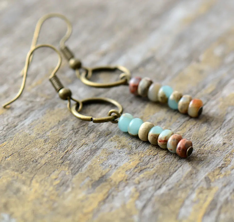 Womens Earrings Vintage Natural Stone Designer Bohemian Dangle Earrings European Ethnic Jewelry Dropshipping