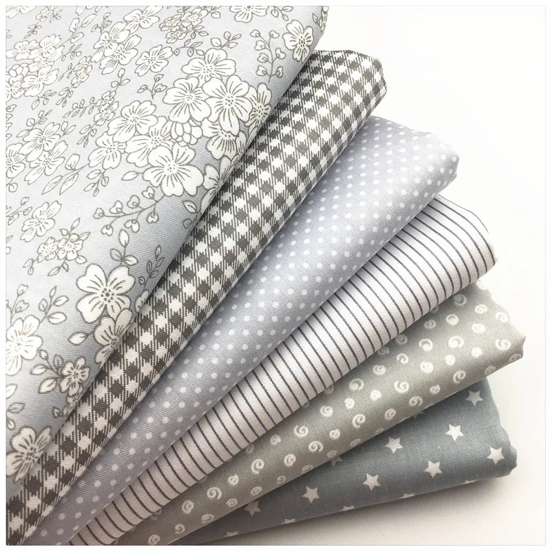Syunss,New Gray Floral Printed Cotton Fabric DIY Tissue Patchwork Telas Sewing Baby Toy Bedding Quilting Tecido Tilda The Cloth