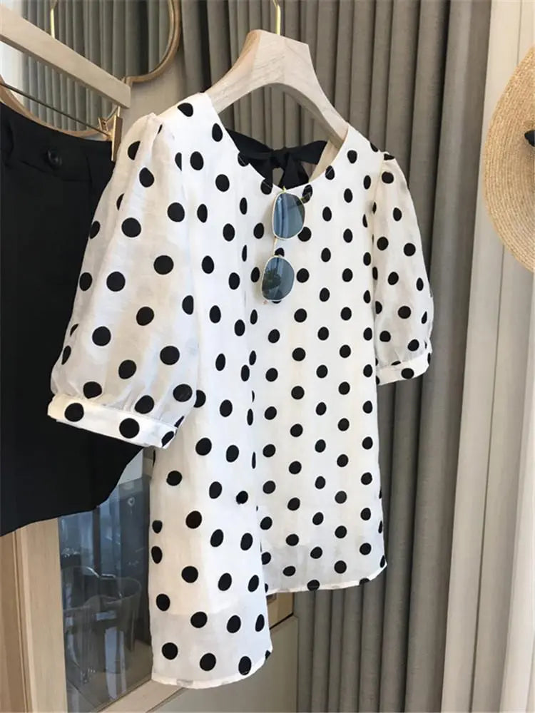 Polka Dot Blouses Women Elegant Summer Tender Vintage Office Lady Holiday Beach Style Minority Aesthetic Clothing Mujer DailyPolka Dot Blouses Women Elegant Summer Tender Vintage Office Lady HoliA Beautiful Vintage Life