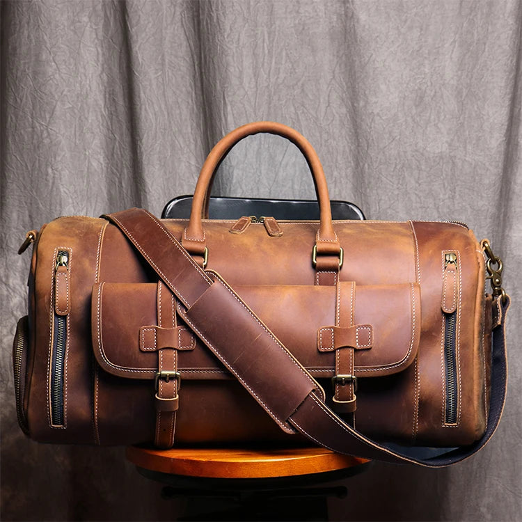 MUNUKI Vintage Crazy Horse Genuine Leather Travel bag Large Luggage bag men Leather duffle bag Large Weekend Bag Tote BigMUNUKI Vintage Crazy Horse Genuine Leather Travel bag  Large Luggage bA Beautiful Vintage Life