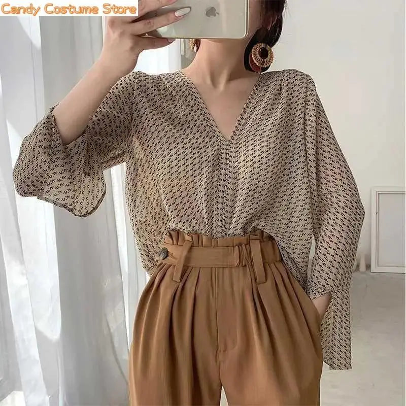 women's clothingClothing Spring Summer Casual Loose Print Japan Style Long SleeveWomen's Vintage T-shirt Chiffon Chic Aesthetic Women's Clothing SpringA Beautiful Vintage Life