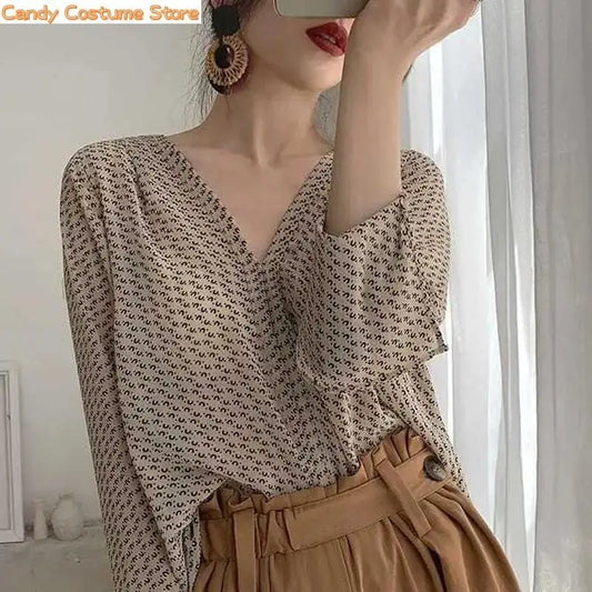 women's clothingClothing Spring Summer Casual Loose Print Japan Style Long SleeveWomen's Vintage T-shirt Chiffon Chic Aesthetic Women's Clothing SpringA Beautiful Vintage Life