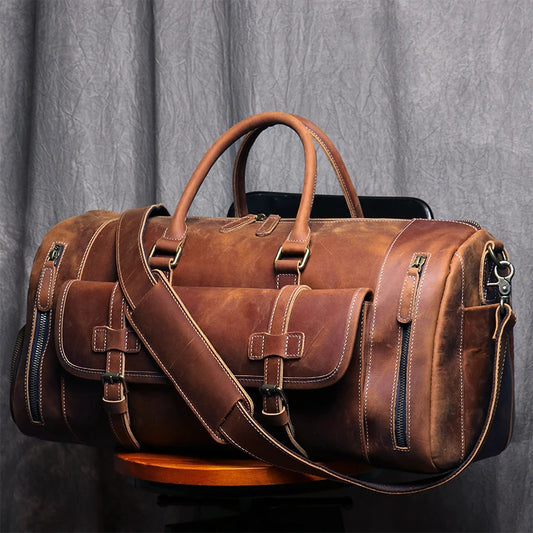 MUNUKI Vintage Crazy Horse Genuine Leather Travel bag Large Luggage bag men Leather duffle bag Large Weekend Bag Tote BigMUNUKI Vintage Crazy Horse Genuine Leather Travel bag  Large Luggage bA Beautiful Vintage Life