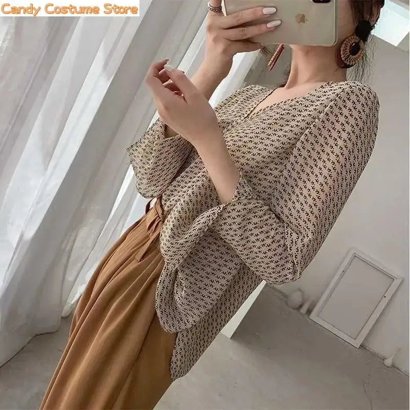 women's clothingClothing Spring Summer Casual Loose Print Japan Style Long SleeveWomen's Vintage T-shirt Chiffon Chic Aesthetic Women's Clothing SpringA Beautiful Vintage Life