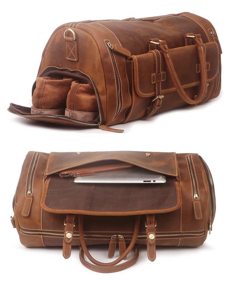 MUNUKI Vintage Crazy Horse Genuine Leather Travel bag Large Luggage bag men Leather duffle bag Large Weekend Bag Tote BigMUNUKI Vintage Crazy Horse Genuine Leather Travel bag  Large Luggage bA Beautiful Vintage Life