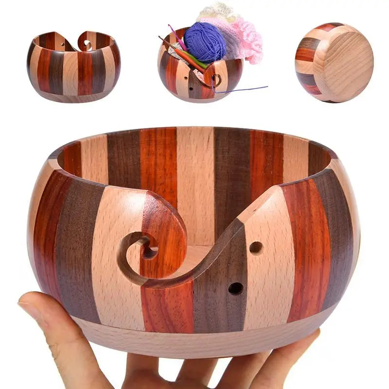 NEW Wooden Yarn Bowl Crochet Organizer Storage Holder Non Slip Eco-friendly New Handmade DIY For Knitting Crochet Skeins