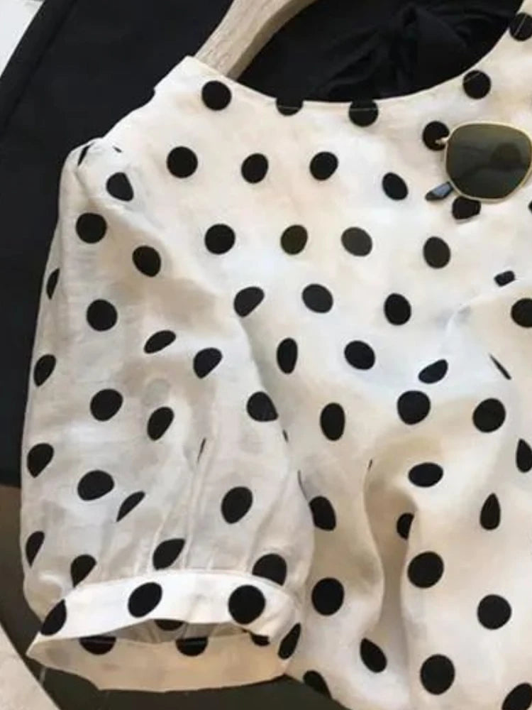 Polka Dot Blouses Women Elegant Summer Tender Vintage Office Lady Holiday Beach Style Minority Aesthetic Clothing Mujer DailyPolka Dot Blouses Women Elegant Summer Tender Vintage Office Lady HoliA Beautiful Vintage Life