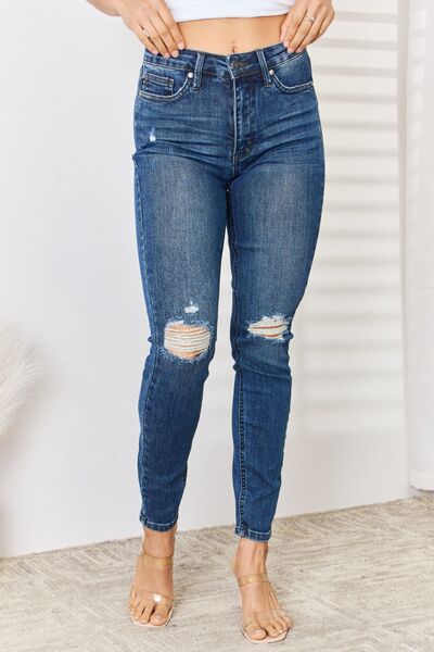 jeansJudy Blue Full Size High Waist Distressed Slim JeansJudy Blue Full Size High Waist Distressed Slim JeansA Beautiful Vintage Life