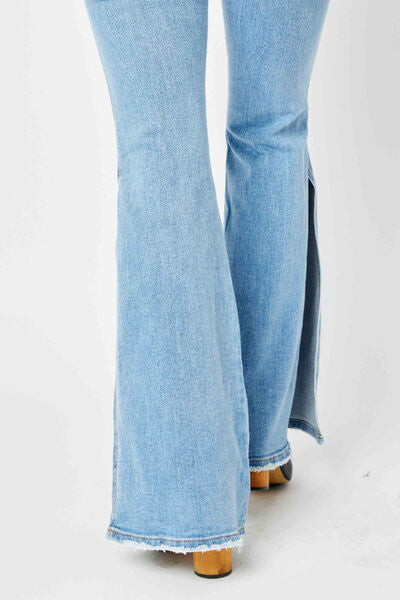 jeansJudy Blue Full Size Mid Rise Raw Hem Slit Flare JeansJudy Blue Full Size Mid Rise Raw Hem Slit Flare JeansA Beautiful Vintage Life